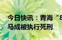 今日快讯：青海“8·07”日月山埋尸案罪犯马成被执行死刑