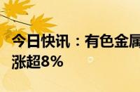 今日快讯：有色金属板块盘初走高，盛达资源涨超8%