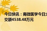 今日快讯：南微医学今日大宗交易折价成交68.34万股，成交额4538.48万元