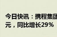 今日快讯：携程集团：第一季度净营收119亿元，同比增长29%