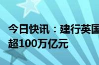 今日快讯：建行英国人民币清算行累计清算量超100万亿元