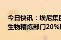 今日快讯：埃尼集团据悉考虑出售其Enilive生物精炼部门20%股份