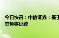 今日快讯：中信证券：基于预期修复的行情结束，稳步上行态势将延续