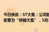 今日快讯：ST大集：公司股票撤销其他风险警示，股票简称变更为“供销大集”，5月30日停牌一天