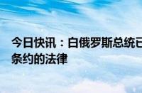 今日快讯：白俄罗斯总统已签署关于中止欧洲常规武装力量条约的法律