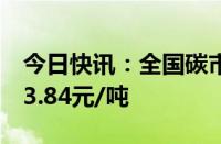 今日快讯：全国碳市场今日收跌1.34%，报93.84元/吨