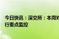 今日快讯：深交所：本周对“英力股份”等涨跌异常证券进行重点监控