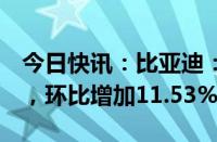 今日快讯：比亚迪：秦家族5月销售57072辆，环比增加11.53%