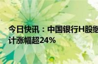 今日快讯：中国银行H股继续获大额增持，前五个月股价累计涨幅超24%