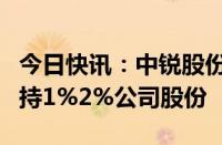 今日快讯：中锐股份：控股股东睿畅投资拟增持1%2%公司股份