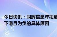 今日快讯：同辉信息年报遭问询函，被追问收入 毛利率大幅下滑且为负的具体原因