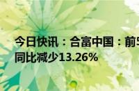 今日快讯：合富中国：前5月累计合并营业收入4.06亿元，同比减少13.26%