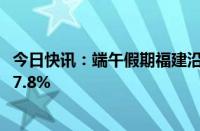 今日快讯：端午假期福建沿海将发送旅客42万人，同比增长7.8%