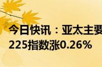 今日快讯：亚太主要股指午盘涨跌参半，日经225指数涨0.26%