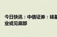 今日快讯：中信证券：硅基材料产业链供给实质性放缓，行业或见底部