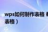 wps如何制作表格 教程（wps2019怎么制作表格）