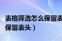 表格筛选怎么保留表头不筛选（表格筛选怎么保留表头）