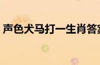 声色犬马打一生肖答案（声色犬马打一生肖）