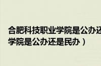 合肥科技职业学院是公办还是民办老师待遇（合肥科技职业学院是公办还是民办）