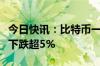 今日快讯：比特币一度跌至60600美元，日内下跌超5%