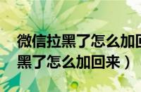 微信拉黑了怎么加回来对方 怎么说（微信拉黑了怎么加回来）