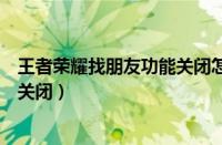 王者荣耀找朋友功能关闭怎么加好友（王者荣耀找朋友功能关闭）