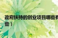 政府扶持的创业项目哪些有补贴（政府扶持的创业项目有哪些）