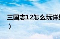 三国志12怎么玩详细解说（三国志12怎么玩）