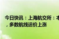 今日快讯：上海航交所：本周出口集装箱运输市场表现良好，多数航线运价上涨