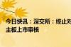 今日快讯：深交所：终止对朝微电子首次公开发行股票并在主板上市审核