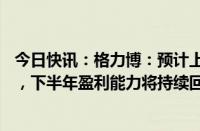 今日快讯：格力博：预计上半年扭亏为盈1.15亿元1.35亿元，下半年盈利能力将持续回升