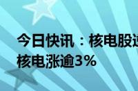 今日快讯：核电股逆势走强，中国广核 中国核电涨逾3%