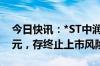 今日快讯：*ST中润：股票收盘价首次低于1元，存终止上市风险