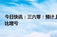 今日快讯：三六零：预计上半年净亏损2.4亿元3.5亿元，同比增亏