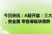 今日快讯：A股开盘：三大指数小幅低开，创业板指跌0.2%，贵金属 零售等板块领跌