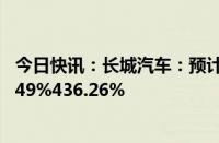 今日快讯：长城汽车：预计上半年归母净利润同比增加377.49%436.26%