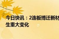 今日快讯：2连板博迁新材：日常经营情况及外部环境未发生重大变化