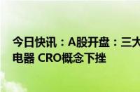 今日快讯：A股开盘：三大指数低开，沪指跌0.25%，厨卫电器 CRO概念下挫