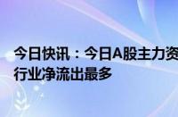 今日快讯：今日A股主力资金净流出221.94亿元，电子设备行业净流出最多