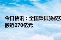 今日快讯：全国碳排放权交易市场启动三周年，累计成交金额近270亿元