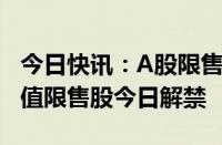 今日快讯：A股限售股解禁一览：22.8亿元市值限售股今日解禁