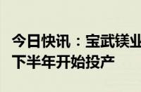 今日快讯：宝武镁业：巢湖云海扩建项目将于下半年开始投产