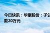 今日快讯：华康股份：子公司高密同利排污超标，被处以罚款20万元