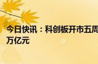 今日快讯：科创板开市五周年，超570家上市公司总市值超5万亿元