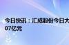 今日快讯：汇成股份今日大宗交易成交1530万股，成交额1.07亿元