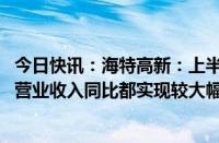 今日快讯：海特高新：上半年在低空经济领域的签约额 整体营业收入同比都实现较大幅度增长