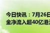 今日快讯：7月26日截至13时18分，南向资金净流入超40亿港元