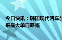 今日快讯：韩国现代汽车股价下跌7.4%，或创下2020年以来最大单日跌幅