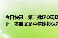 今日快讯：第二批IPO现场检查名单公布：第一批已全部终止，本单又是中信建投保荐