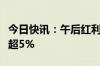 今日快讯：午后红利股持续下挫，中国海油跌超5%